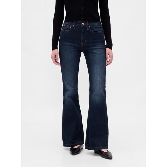 GAP High Rise 70s Flare Leg Jeans Dark Wash Blue 32 / 14 - Picture 1 of 12